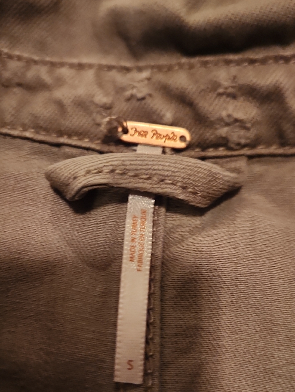 Free People Olive Green Utility Jacket with Distressed Hem Size Small - Picture 5 of 16